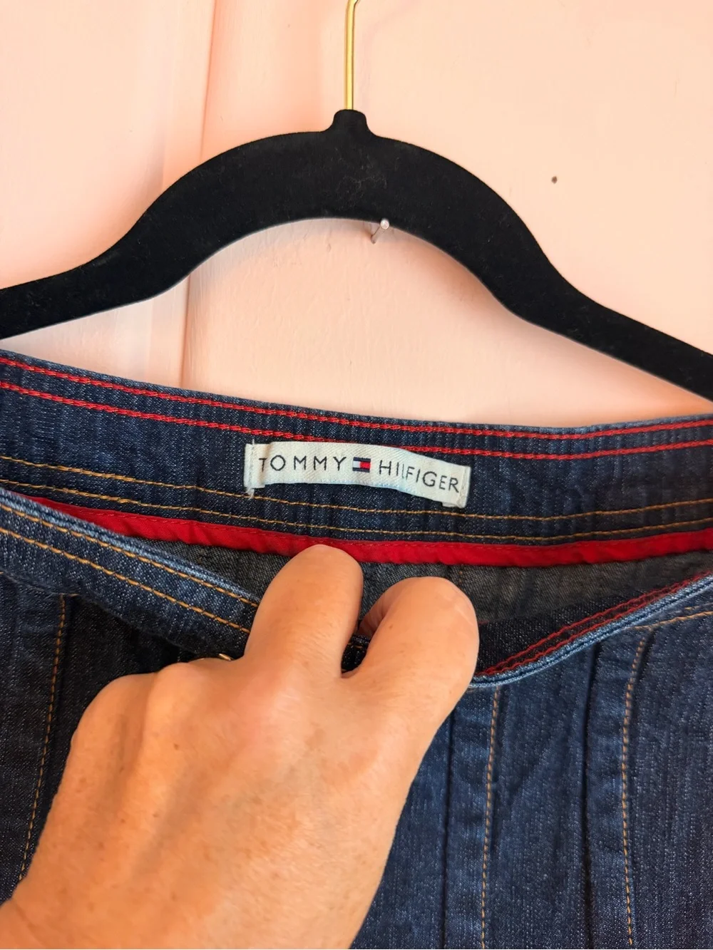 Tommy Hilfiger Dark Blue Pleated Denim Mini Skirt sz8